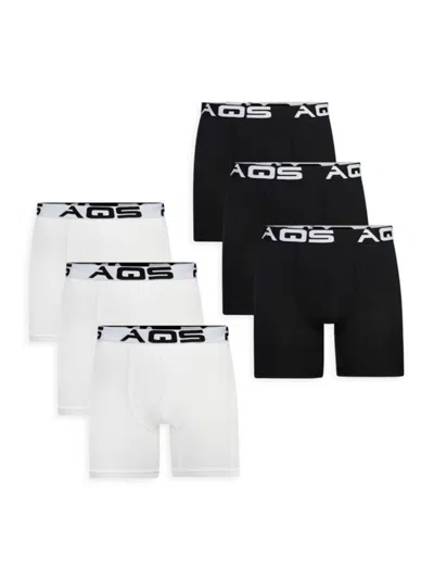 Aqs Men's 6-pack Assorted Boxer Briefs In Black Multi