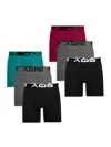 Aqs Men's 6-pack Assorted Boxer Briefs In Burgundy Multi
