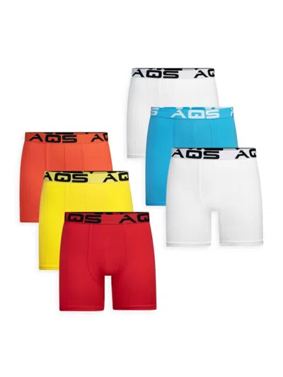 Aqs Men's 6-pack Assorted Boxer Briefs In Orange Multi