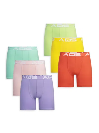 Aqs Men's 6-pack Assorted Boxer Briefs In Purple Multi