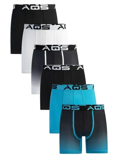 Aqs Men's 6-pack Assorted Ombre Boxer Briefs In Black Multi