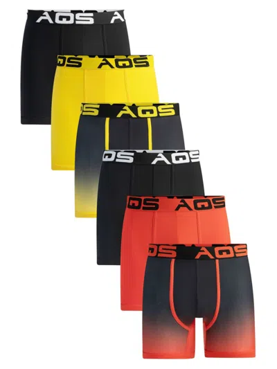 Aqs Men's 6-pack Assorted Ombre Boxer Briefs In Orange Multi