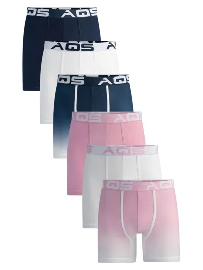 Aqs Men's 6-pack Assorted Ombre Boxer Briefs In Pink Multi