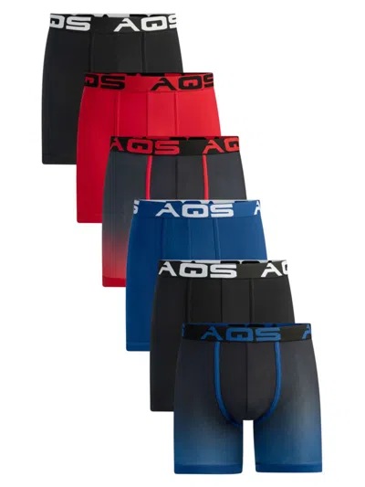 Aqs Men's 6-pack Assorted Ombre Boxer Briefs In Red Multi