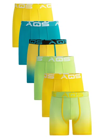 Aqs Men's 6-pack Assorted Ombre Boxer Briefs In Yellow Multi