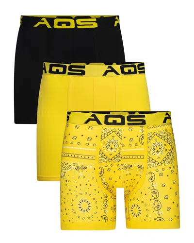 Aqs Set Of 3 Bandana Print Boxer Brief In Yellow