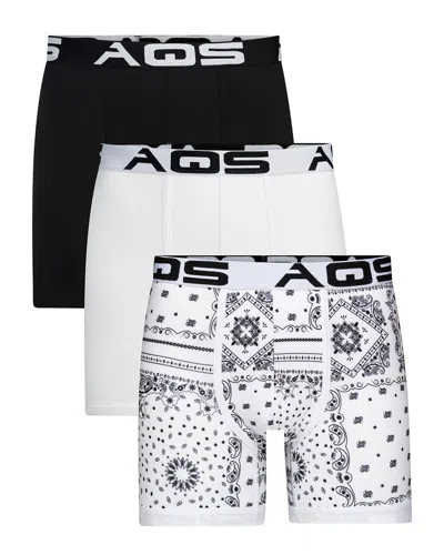 Aqs Set Of 3 Bandana Print Boxer Brief In White