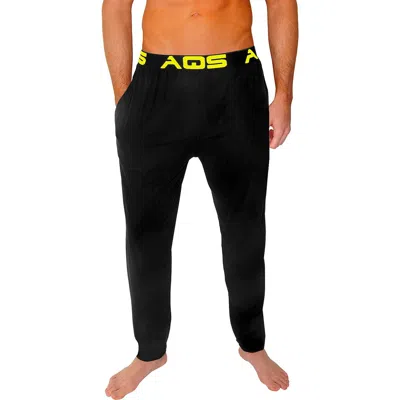 Aqs Slim Fit Lounge Pants In Black W/yellow