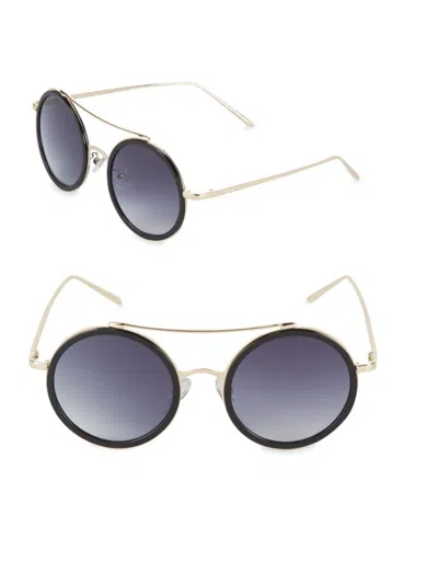 Aqs Women's Gradient 50mm Round Sunglasses In Black Gold