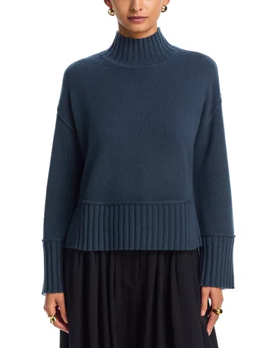 Aqua 100% Cashmere Boxy Mock Neck Cashmere Sweater - Exclusive In Blue