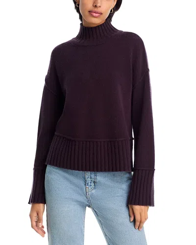 Aqua 100% Cashmere Boxy Mock Neck Cashmere Sweater - Exclusive In Brown