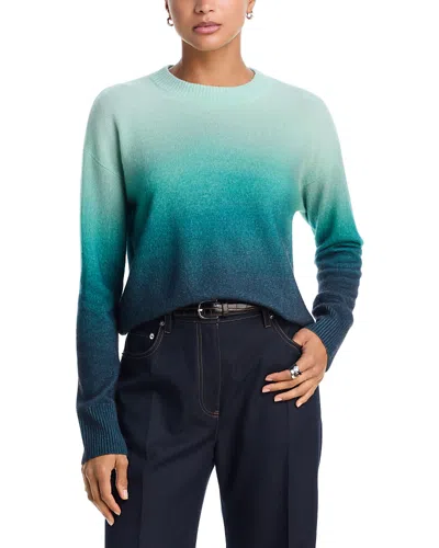 Aqua 100% Cashmere Brushed Ombre Crewneck Sweater - Exclusive In Green