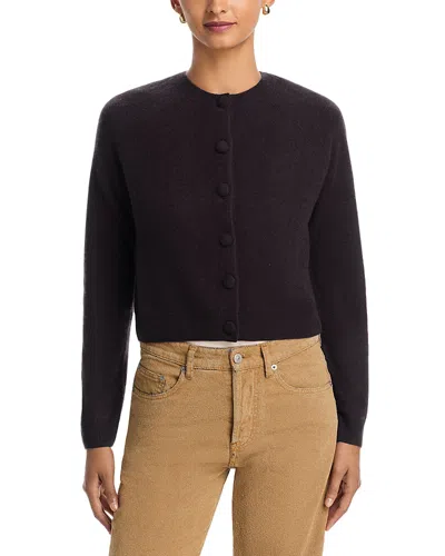 Aqua 100% Cashmere Crewneck Cardigan - Exclusive In Black