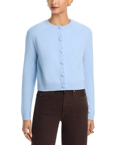 Aqua 100% Cashmere Crewneck Cardigan - Exclusive In Blue