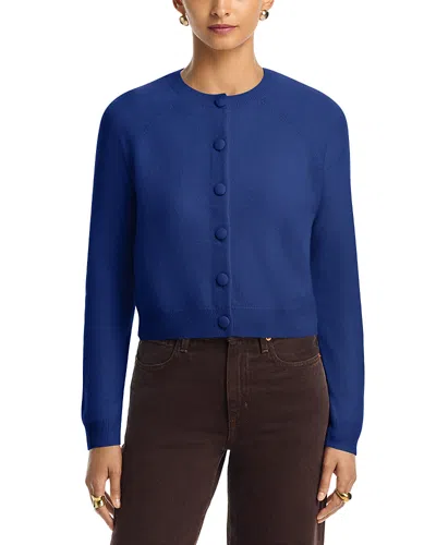 Aqua 100% Cashmere Crewneck Cardigan - Exclusive In Blue