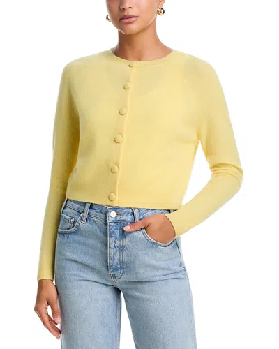 Aqua 100% Cashmere Crewneck Cardigan - Exclusive In Yellow