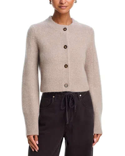 Aqua 100% Cashmere Cropped Wide Sleeve Crewneck Cardigan - Exclusive In Purple