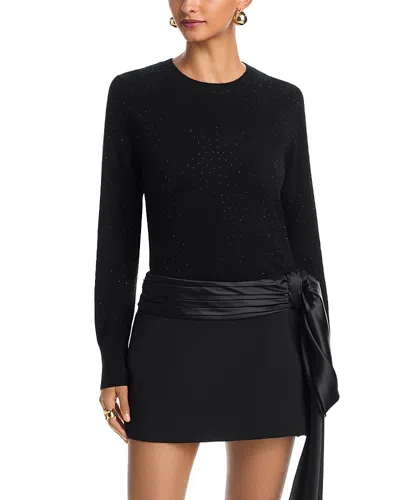 Aqua 100% Cashmere Crystal Crewneck Sweater - Exclusive In Black