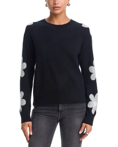 Aqua 100% Cashmere Floral Sleeve Sweater - Exclusive In Blue