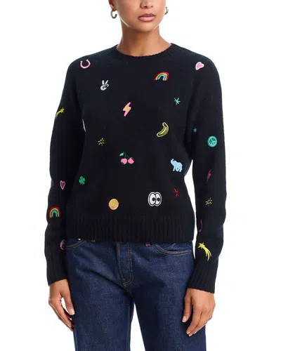 Aqua 100% Cashmere Icons Crewneck Sweater - Exclusive In Black