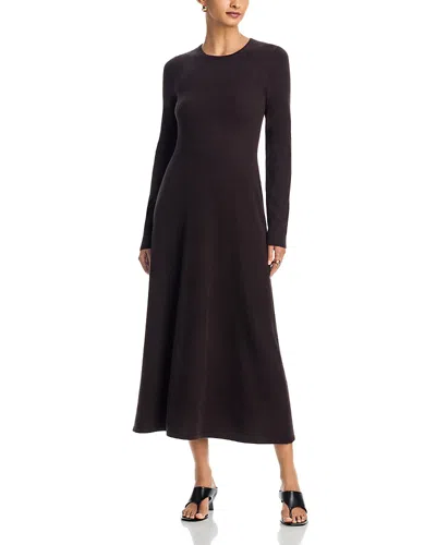 Aqua 100% Cashmere Long Sleeve Midi Dress - Exclusive In Black