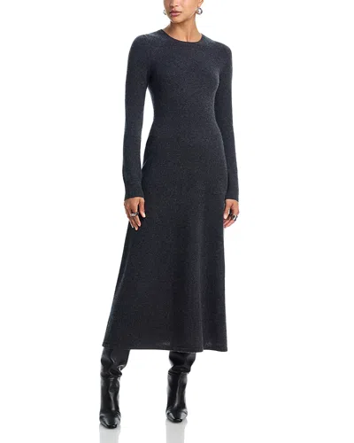 Aqua 100% Cashmere Long Sleeve Midi Dress - Exclusive In Gray