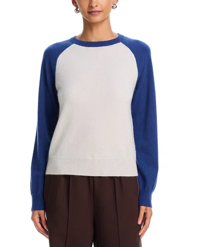 Aqua 100% Cashmere Raglan Crewneck Sweater - Exclusive In Blue