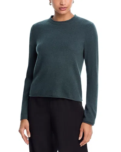 Aqua 100% Cashmere Rolled Edge Sweater - Exclusive In Green