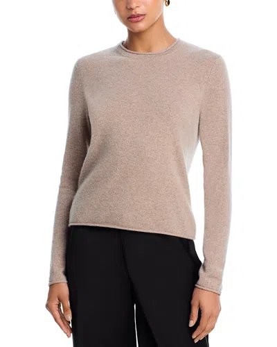 Aqua 100% Cashmere Rolled Edge Sweater - Exclusive In Neutral