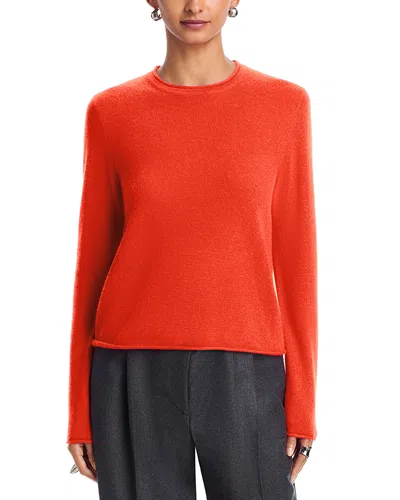 Aqua 100% Cashmere Rolled Edge Sweater - Exclusive In Red