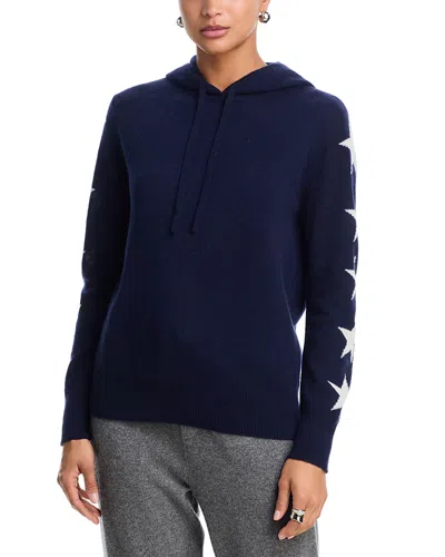 Aqua 100% Cashmere Star Sleeve Hoodie Sweater - Exclusive In Blue