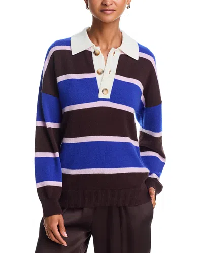 Aqua 100% Cashmere Striped Rugby Sweater - Exclusive In Multi