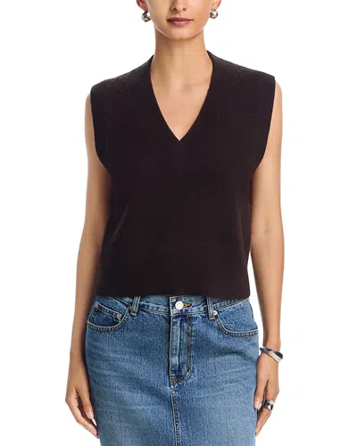 Aqua 100% Cashmere Super Brushed V Neck Sweater Vest - Exclusive In Brown