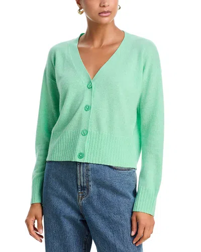 Aqua 100% Cashmere V Neck Cardigan - Exclusive In Green
