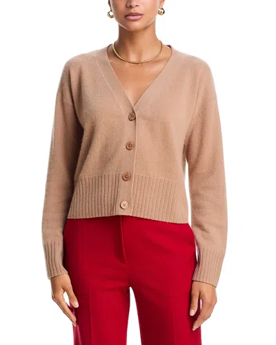 Aqua 100% Cashmere V Neck Cardigan - Exclusive In Neutral