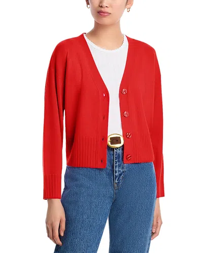 Aqua 100% Cashmere V Neck Cardigan - Exclusive In Red