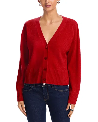 Aqua 100% Cashmere V Neck Cardigan - Exclusive In Red