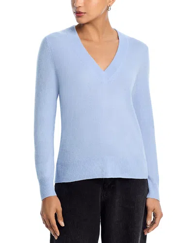 Aqua 100% Cashmere V Neck Sweater - Exclusive In Blue