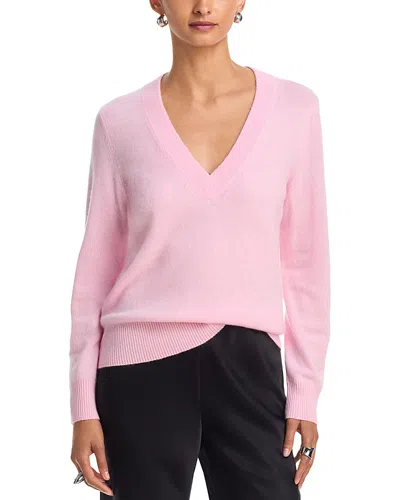 Aqua 100% Cashmere V Neck Sweater - Exclusive In Pink