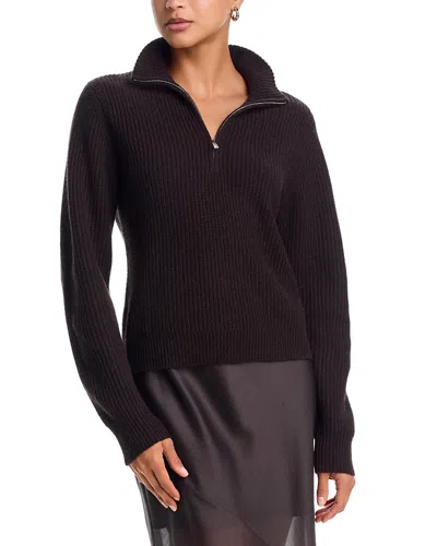 Aqua 100% Cashmere Zip Neck Sweater - Exclusive In Brown