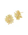 Aqua 14k Gold Plated Pave Starburst Statement Stud Earrings - Exclusive