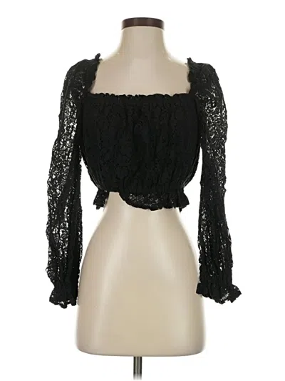 Pre-owned Aqua 3/4 Sleeve Blouse In Black