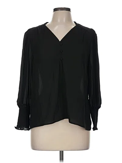 Aqua 3/4 Sleeve Blouse In Black