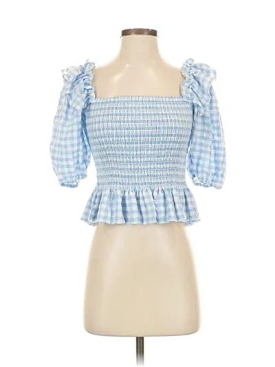 Pre-owned Aqua 3/4 Sleeve Blouse In Blue