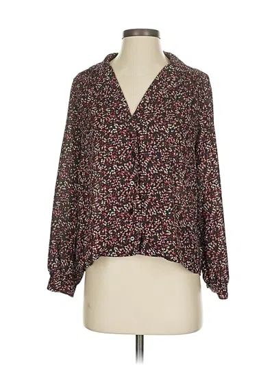 Pre-owned Aqua 3/4 Sleeve Blouse In Burgundy