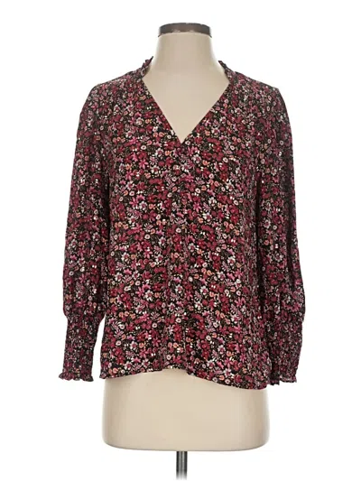 Pre-owned Aqua 3/4 Sleeve Blouse In Burgundy