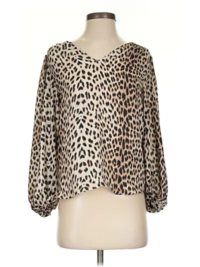 Pre-owned Aqua 3/4 Sleeve Blouse In Tan