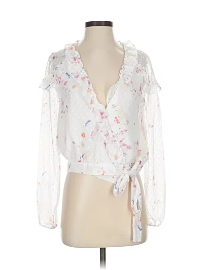 Aqua 3/4 Sleeve Blouse In White