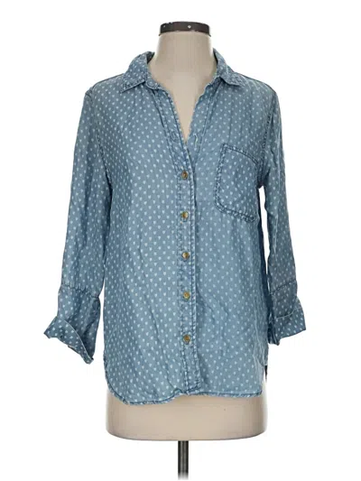 Pre-owned Aqua 3/4 Sleeve Button Down Shirt In Blue
