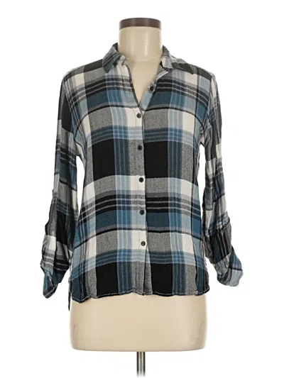 Pre-owned Aqua 3/4 Sleeve Button Down Shirt In Gray